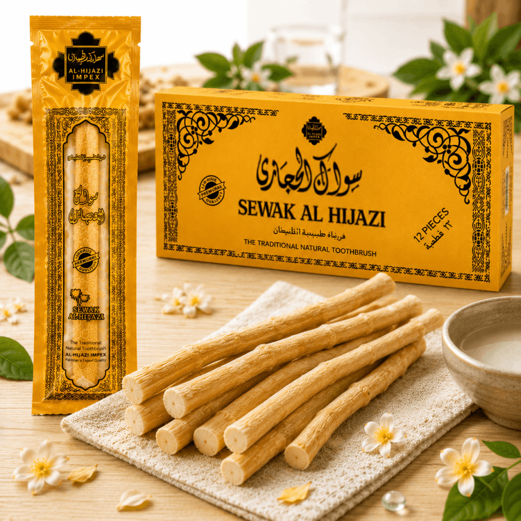 Sewak Al Hijazi Miswak Sticks Natural Toothbrush for Teeth Whitening, Oral Health & Fresh Breath, Siwak Stick Organic Wooden Vacuum Sealed Tooth Brush, Miswak Sticks for Teeth product ..